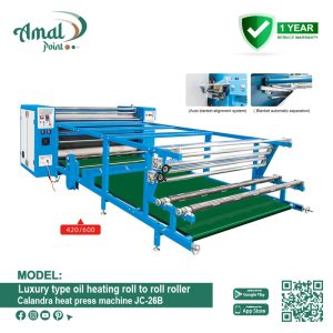 Luxury type oil heating roll to roll roller/ calandra heat press machine JC-26B
